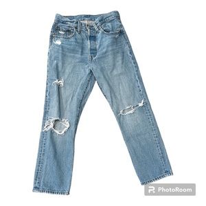 Levi's Vintage Denim Women's 26x26 Distressed light wash 501 Straight